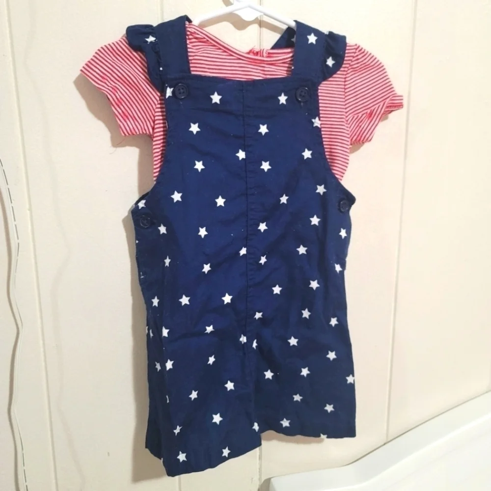 Carters Child of Mine Patrotic  Blue, Red and white Star-Patterned Dress 18Month